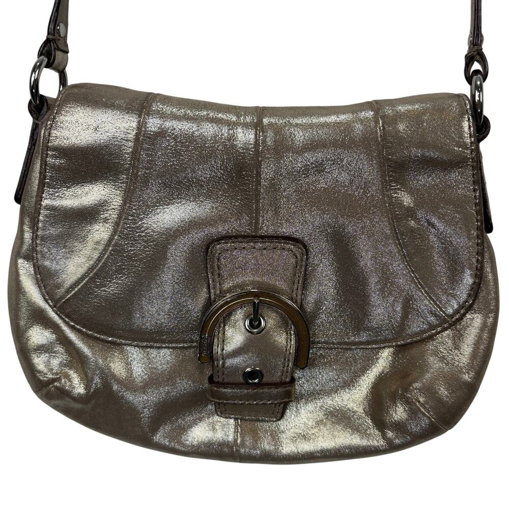 Coach Soho Metallic Gold Buckle Flap Mini Crossbody